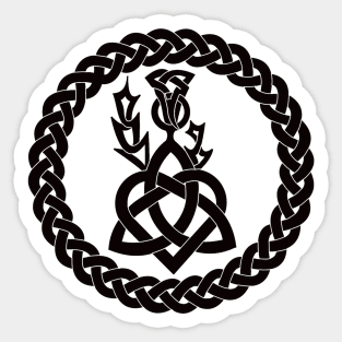 Celtic knotwork with heart and thistle Sticker